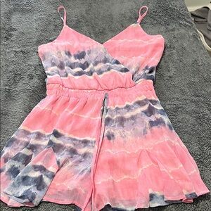 Pink and Blue Tie-Dye Romper